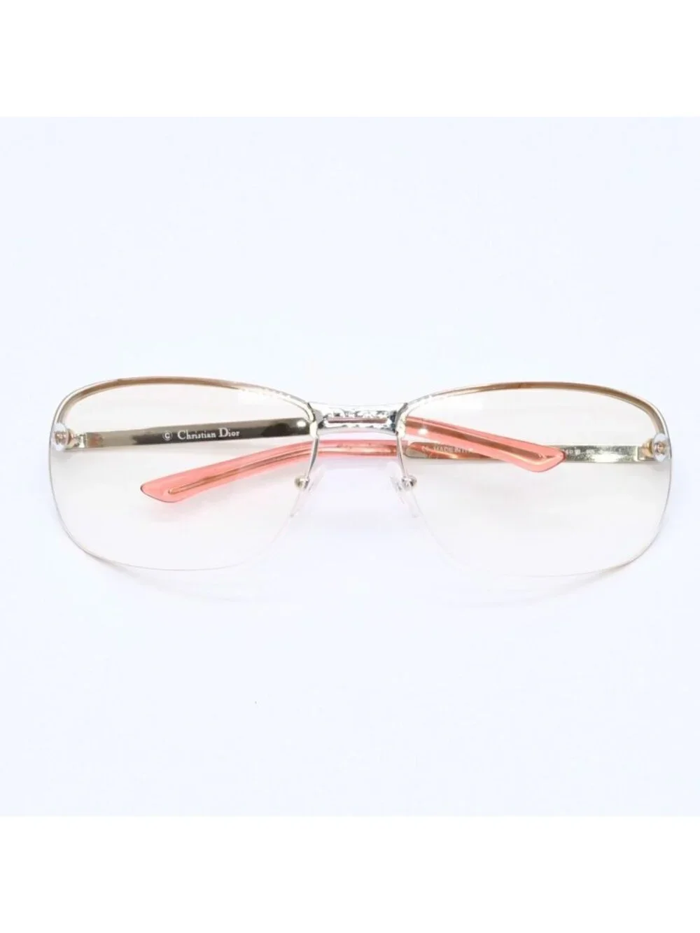 Dior Adiorable 5 Half Rim Sunglasses Silver Yellow Eyewear